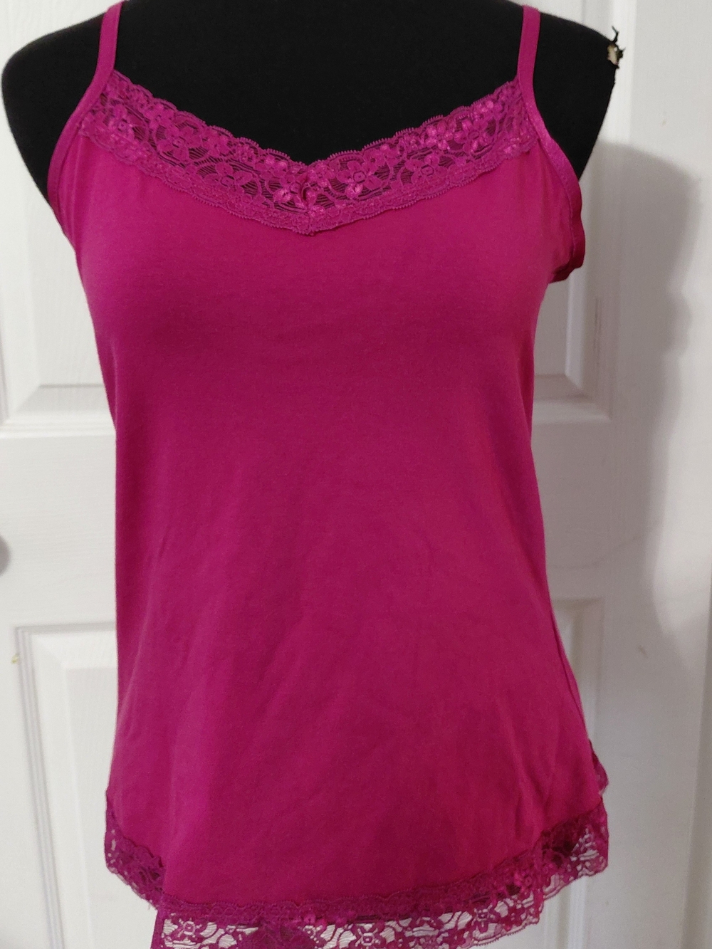 Christopher & Banks Magenta Lace-Trim Camisole